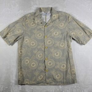 NN07 No Nationality‎ Button Up Shirt Men's Beige Large Linen Blend Hawaiian